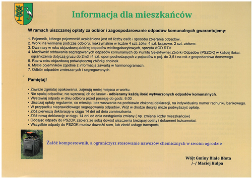 Informacja dla mieszkańców